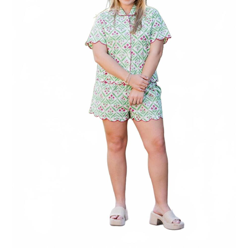 NEW HEART OF GRACE henley pajama short set in chateau rose